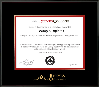 Satin black metal diploma frame with double matting and gold embossed logo